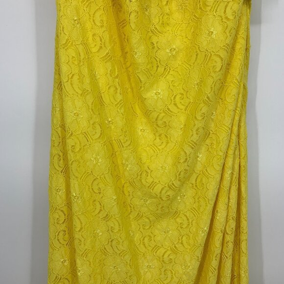 Revolve NSR Dress Midi Yellow Lace Floral Twist Front Sleeveless - Picture 9 of 16